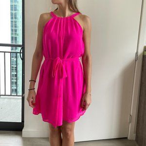 Pink halter midi dress